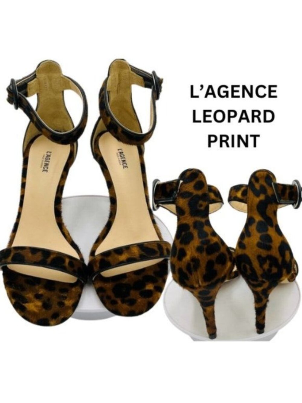 L’AGENCE Gisele ll Heel in Natural Leopard Hair Print size 37 (US 6.5)